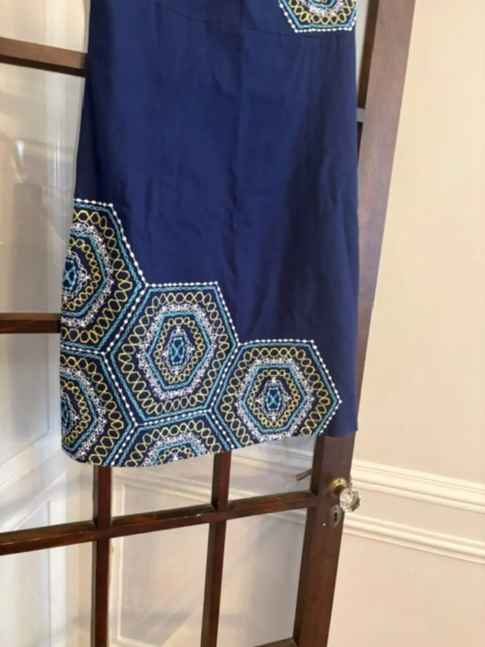 Lilly Pulitzer Bowen Navy Blue Embroidered Strapless Dress, Size 10 - Picture 2 of 6